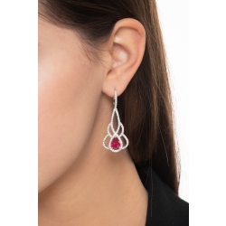 White gold 18k drop earrings with rubies and diamonds  2