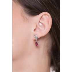 Pendientes mujer en oro blanco 18k con rubies y diamantes 2