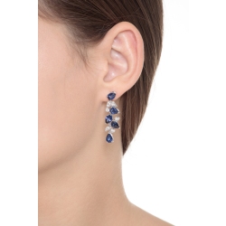 Pendientes colgantes oro 750 diamantes y zafiros azules 2
