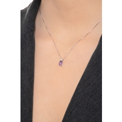 Necklace in white gold 750 with amethyst and diamonds 2