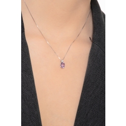Weißgold Damen Kette mit Amethyst Anhänger 2