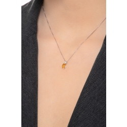 Collier en or blanc 18k avec citrine centrale et diamant 2
