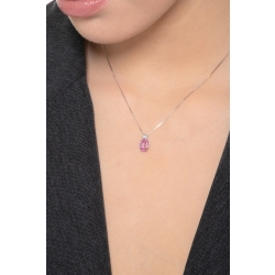 Collier avec pendentif en or blanc 18 ct avec diamant et saphir rose ovale 2