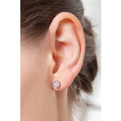 Pendientes flor en oro blanco 18k con diamantes ct 0,22 2