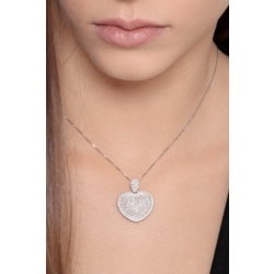 Colgante  corazón de oro blanco 18K con pavé de diamantes 2