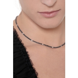 Collar tennis en oro blanco 18k con diamantes negros y blancos 2