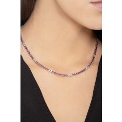 Diamond and ruby tennis necklace in 18k white gold  2