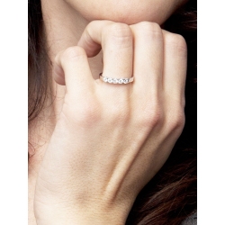 White gold 18k 5 stones diamond half eternity ring 0,35 ct 2