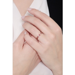 Bague Alliance 5 Pierres Or Jaune 18k Diamants et Rubis 2