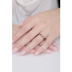 Yellow gold 18k 5 stones ring with blue sapphires and diamonds  2