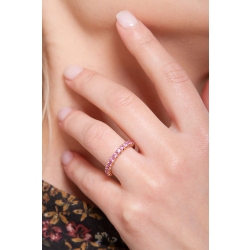 Bague Eternity en or rose 18 carats sertie saphirs roses 2