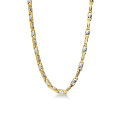 Gelbgold Weißgold 18 Karat Kette Herren