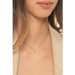 Necklace in white gold 18k with central emerald and diamonds  2