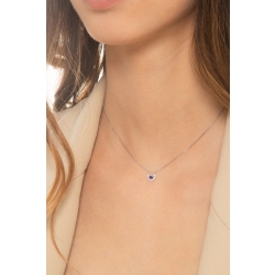 Necklace with heart charm in white gold 18k with blue sapphire and diamond 2