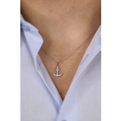Collar en oro blanco de 18k con colgante ancla 2