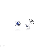 18k white gold earrings with diamonds and central blue sapphire, 0.62x0.62 cm