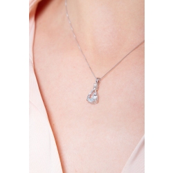 Necklace in white gold 18k with aquamarine pendant pear cut and diamonds 2