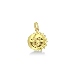 Colgante sol y luna en oro amarillo 18k