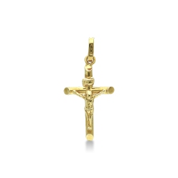 Ciondolo Croce in oro giallo 18k con Cristo, 2,5 cm