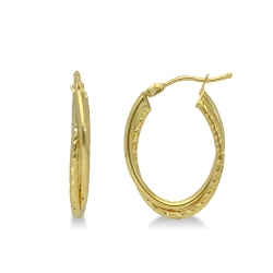 Cercles ovales diamantées en or jaune 18k