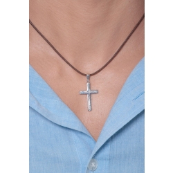 18k white gold diamond dust texture cross pendant 2