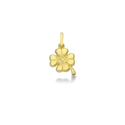 Pendentif trèfle à quatre feuilles en or jaune 18k, 1,5 cm