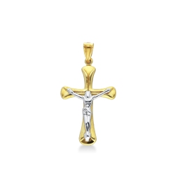 Golden cross and Christ, 18k yellow and white gold