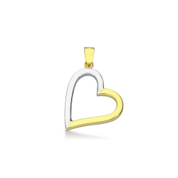 Colgante corazón en oro blanco y amarillo de 18K