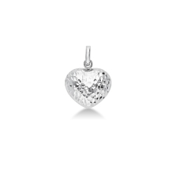 Colgante corazón en oro blanco diamantado 18K