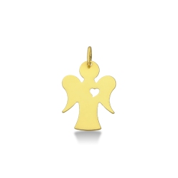 Pendentif ange en or jaune 18k avec cœur.