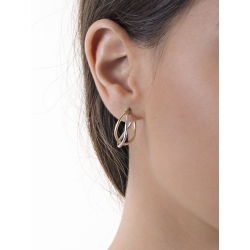 Pendientes ovalados entrelazados en oro blanco y amarillo 2