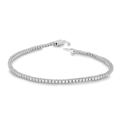 Bracelet Tennis pour Femme en Or Blanc 18k avec Zircones, 18 cm