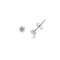 Boucles d’oreilles griffes en or blanc 18k avec zirconiums