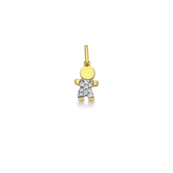 Colgante niño en oro amarillo 18k con pavé de zirconitas