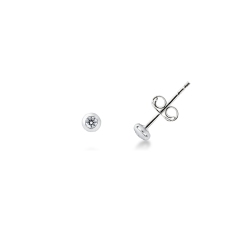 18k white gold zircon round earrings 