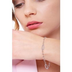 Bracelet chaîne et ovales  en or blanc 18K  2