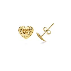 Diamond cut heart earrings in 18k yellow gold