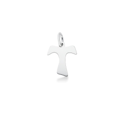 Pendentif Croix Tau en or blanc 18k