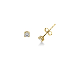 Boucles d’oreilles à griffes Or Jaune 18k avec zircons