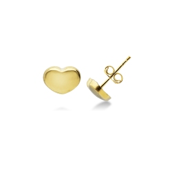 Pendientes tendencia de lóbulos en oro amarillo 18k en forma de corazón
