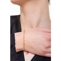 Bracelet fantaisie en or jaune 18k avec inserts ovales 2