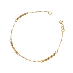 Bracelet femme en or jaune 18k avec inserts entrelacés 20 cm